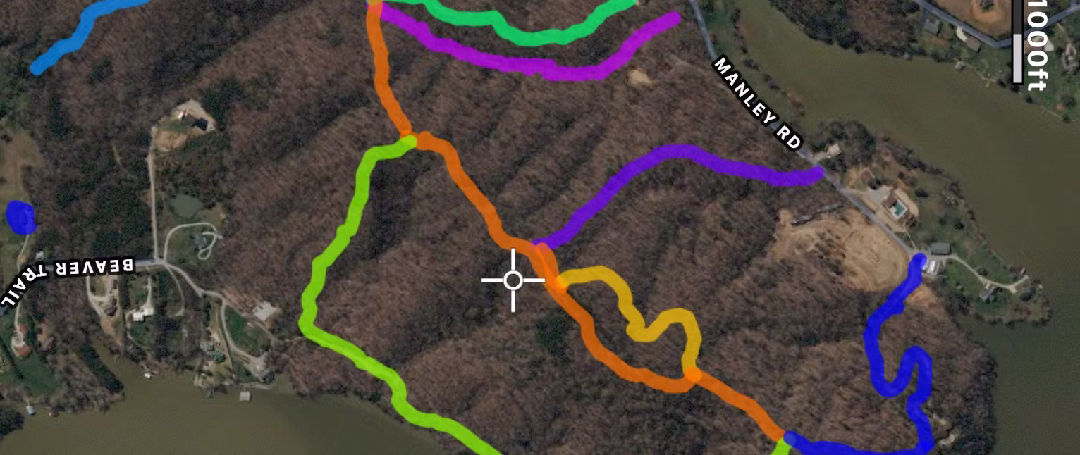 Map of the eight hiking trails at Grace Point